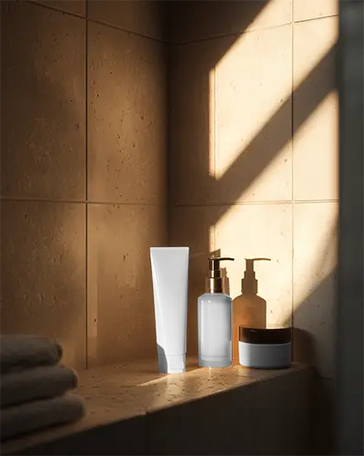 Realistic Cosmetic Mockup For Luxury Skincare Cream Lotion Bottle Design