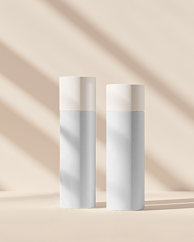 Elegant Cosmetic Bottle Mockup With Soft Shadows On Beige Background Minimalist And Premium Skincare Packaging