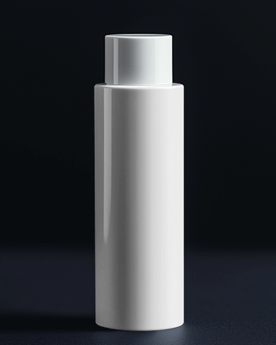 Luxury Cosmetic Bottle Mockup Tall White Container On Dark Background With Sleek And Modern Aesthetic