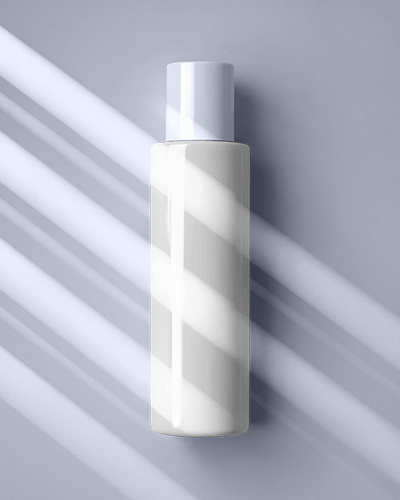 Luxury Cosmetic Bottle Mockup White Skincare Container On Soft Gray Background With Dramatic Lighting