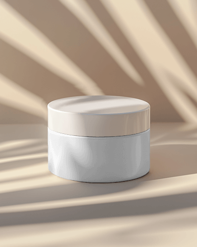 Elegant Skincare Jar Mockup Lavender And Blush Tones With Minimalist Feather Artwork