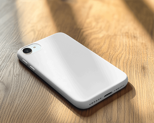 White Phone Case Mockup On Wooden Surface Soft Lighting Earthy And Minimalist Aesthetic 0100