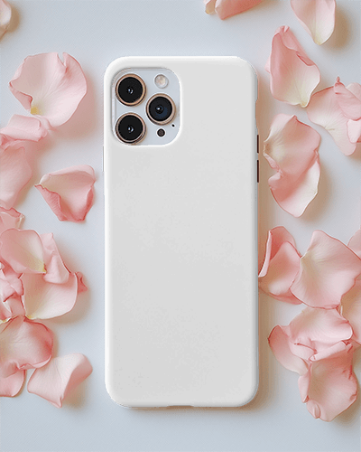 White Phone Case Mockup Blush Rose Backdrop Gentle Lighting Floral And Luxurious Vibe 0107