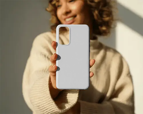 Premium Material Lightweight Phone Cover Mockup With Precise Cutouts For Cameras And Ports