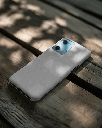 Realistic Phone Cover Mockup Laid On Rustic Wooden Surface In Natural Light