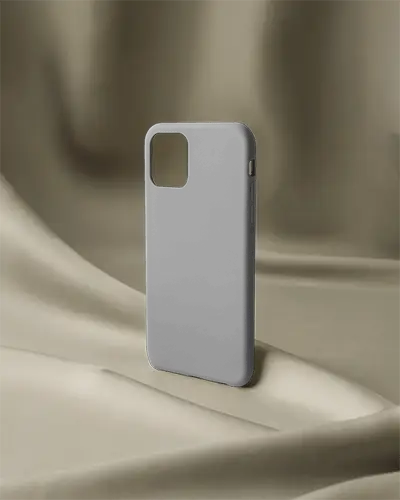 Realistic Phone Cover Mockup On Soft Fabric Background For Stylish Accessory Presentation