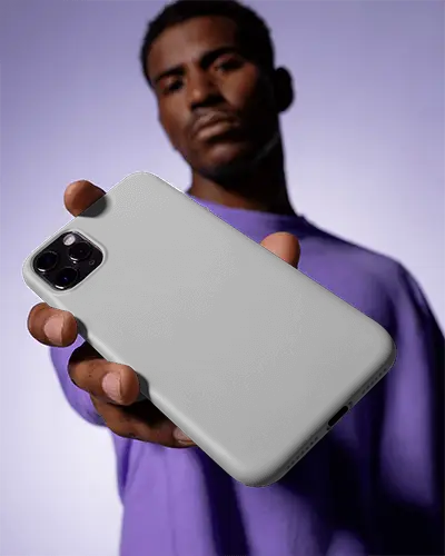 Mobile Cover Prototype Display In Mans Hand Holding For Ecommerce Product Promotion