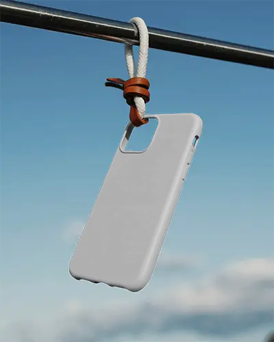 Hanigng Lightweight Phone Cover Mockup Portrait Display Hanging On Rope