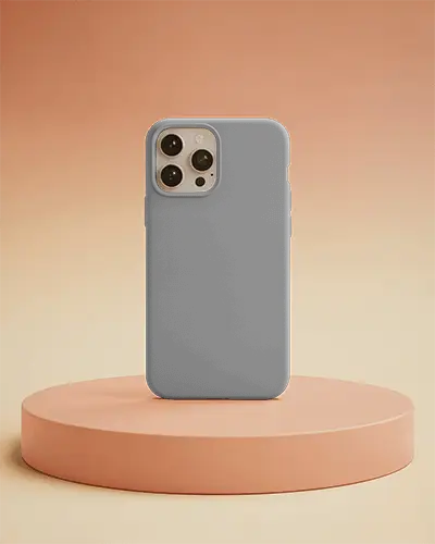 Premium Phone Cover Mockup On Round Podium With Soft Warm Gradient Background Stylish Display