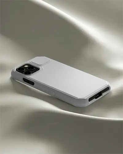 Smartphone Cover Mockup Lying On Smooth Fabric Surface Luxury Modern Stylish Showcase