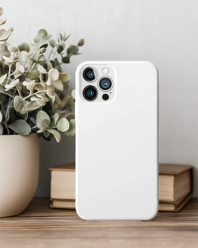 Stylish Phone Case Mockup Potted Plant And Books On Rustic Wooden Surface 069