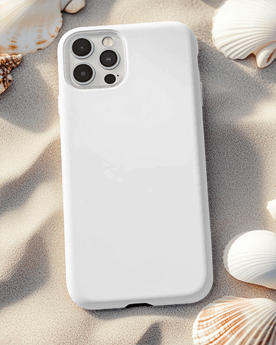 White Phone Cover Mockup Minimalist Design In Natural Light 074