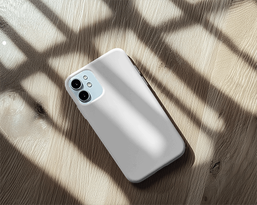 Rustic Wooden Background White Phone Cover Mockup Warm Tones Natural Texture Cozy And Organic Feel 099