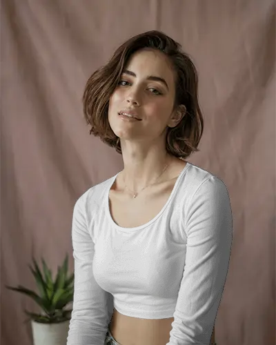 Modern Crop Top Mockup Plain Front View On Delicate Fabric Backdrop Versatile Apparel Design