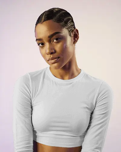 Urban Street Style Crop Top Mockup Edgy Female Model Posing Against Graffiti Wall Bold And Confident Vibes