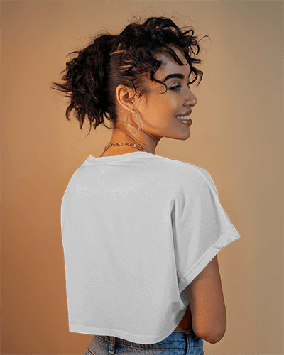 Earthy Aesthetic Crop Top Mockup Cozy Lighting Cute Sushi Print Japanese Food Inspired Casual Look