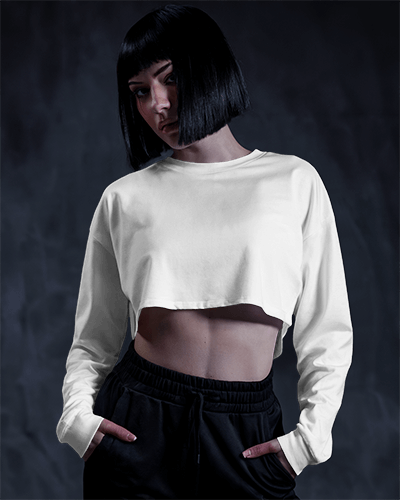 Bright Fun Party Vibes Crop Top Mockup Female Model In Green Dance Themed Top With Retro Style Illustration