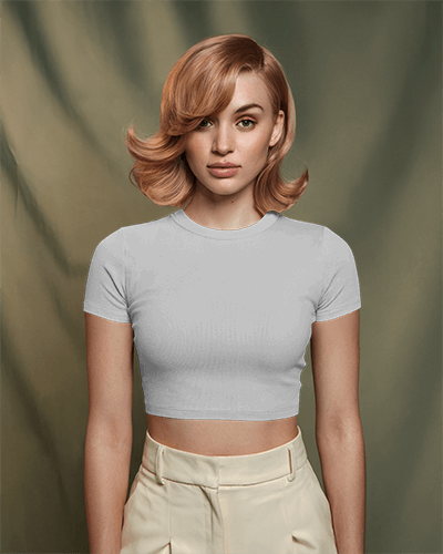 Fashion Forward Crop Top Mockup Woman Showcasing Stylish And Sophisticated Look With Contemporary Vibes