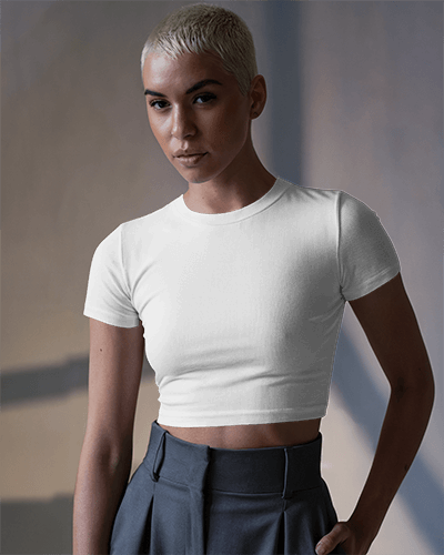 Sleek Statement Crop Top Mockup Trendy Model With Strong And Confident Look