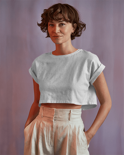 Elegant Casual Crop Top Mockup Relaxed And Fashionable Outfit For Any Occasion