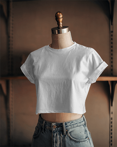 Trendy Crop Top Mockup On Realistic Mannequin With A Streetwear Vibe And Retro Athletic Aesthetic For Modern Fashion Marketing