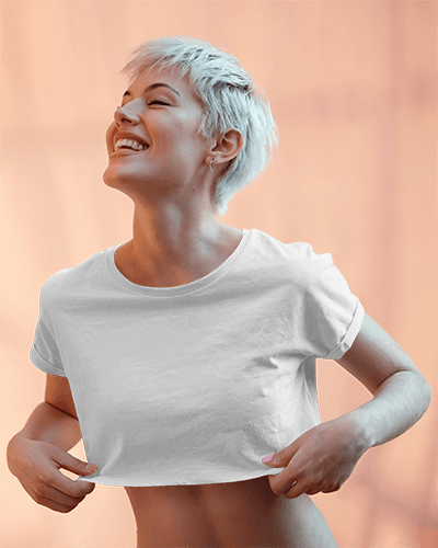 Fashion Forward Crop Top Mockup Young Woman In Casual Chic Look With Bold Typographic Statement Design