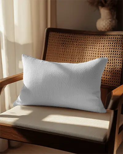 Elegant Spacious Cushion Mockup On Vintage Woven Back Chair Interior Design Props