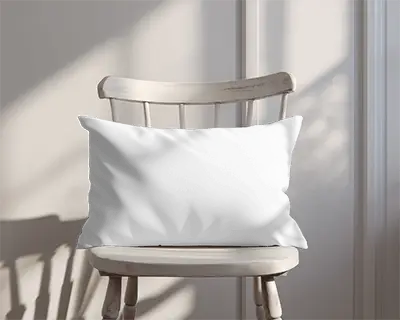 Soft Luxury Cushion Mockup On Rustic Wooden Chair For Home Decor Showcase