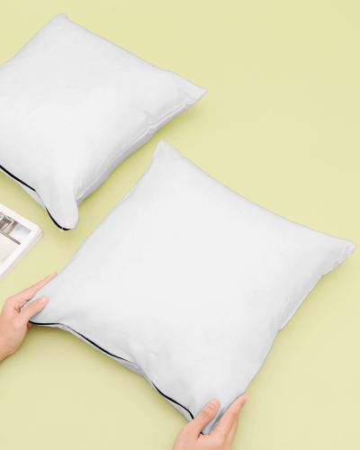 Hands Holding Matching Cushions Mockup