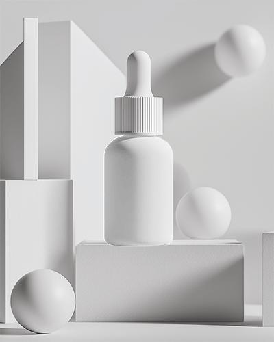 Dropper Bottle Mockup With Geometric Shapes And Soft Shadow Play 0100