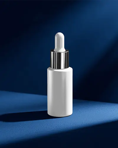 Premium Dropper Bottle Mockup With Reflective Cap And Modern Minimalist Shadow Play Design