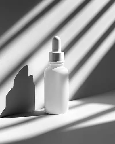 Premium Dropper Bottle Mockup With Natural Light And Shadow For Cosmetic Packaging Design