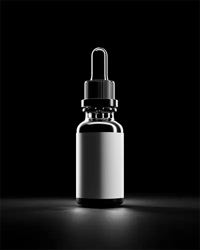 Sleek Glass Dropper Bottle Mockup On Dark Background For Label Branding And Marketing