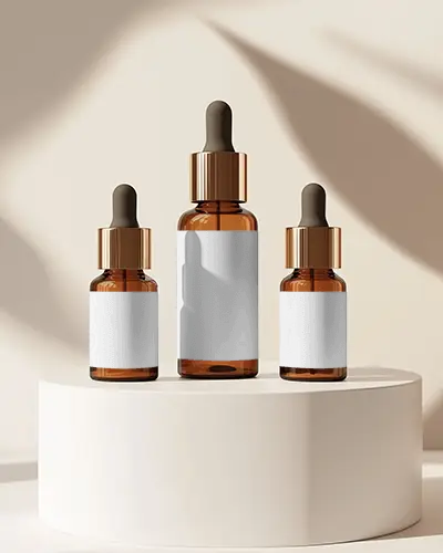 Premium Dropper Bottle Mockup For Essential Oils Serums And Cosmetic Packaging Display