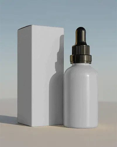Elegant Dropper Bottle And Box Mockup For Pharmaceutical And Skincare Product Branding