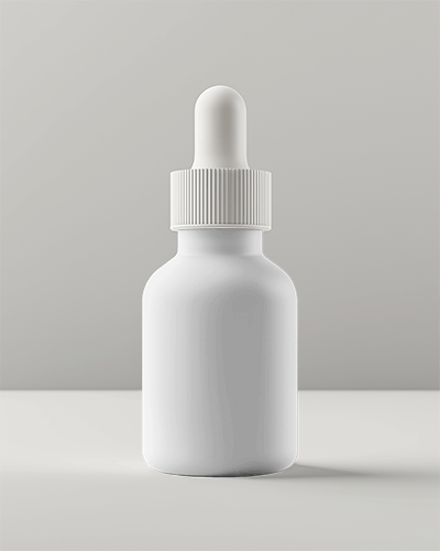 Dropper Bottle Mockup Clean White Background Subtle Shadows Modern Pharmaceutical Style 018