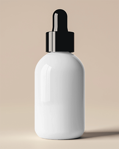 Dropper Bottle Mockup Glodssy Black Cap Minimal Beige Background Soft Lighting Premium Skincare Packaging 019