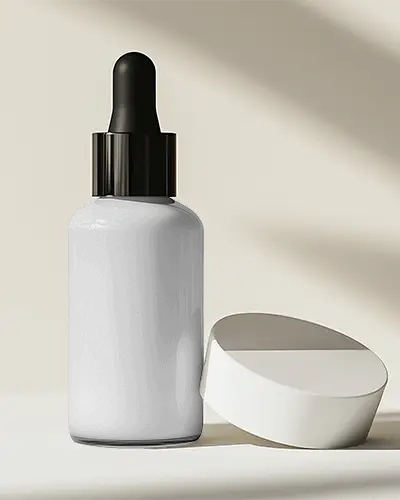Elegant Minimalist Dropper Mockup Bottle With Lid For Cosmetic Serums And Essential Oils