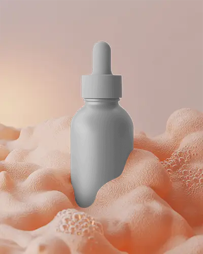 Sleek Minimalist Dropper Bottle Mockup On Soft Foam Surface For Beauty Product Presentation