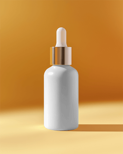 Dropper Bottle Mockup Gold Cap Orange Background Luxury Skincare Packaging 025