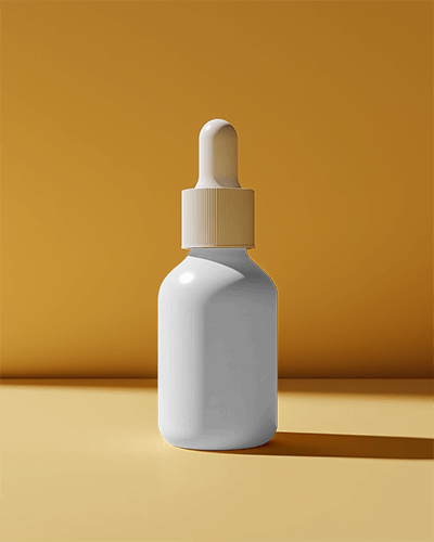 Dropper Bottle Mockup Matte Cap Orange Background Skincare Packaging 026