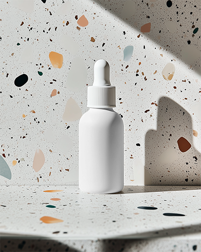 Dropper Bottle Mockup Terrazzo Background Modern Minimalist Skincare Packaging 029