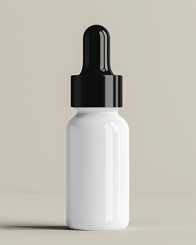 Dropper Bottle Mockup Minimalist White Container With Black Cap Against Neutral Background Clean And Elegant Design 032