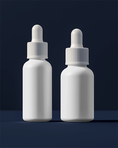 Dropper Bottle Mockup On Deep Navy Background Dramatic Lighting And Subtle Reflections 043