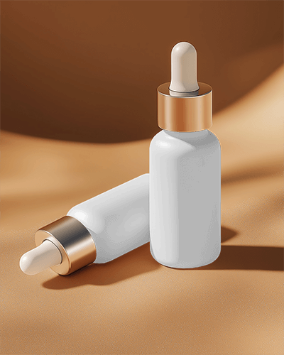 Dropper Bottle Mockup Warm Brown Background With Golden Cap Sophisticated And Elegant Aesthetic 049