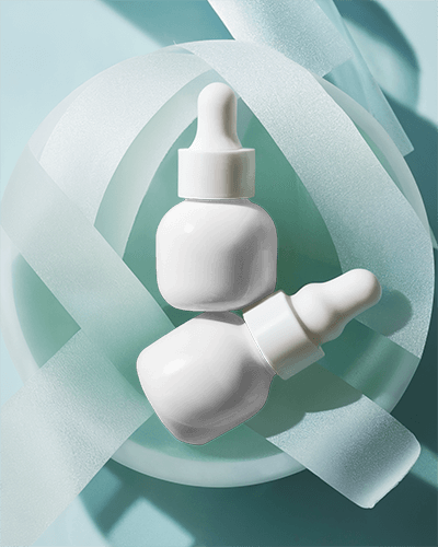 Dropper Bottle Mockup Two Bottles Elegant Luxury Aesthetic Soft Blue Tones Premium Skincare 062