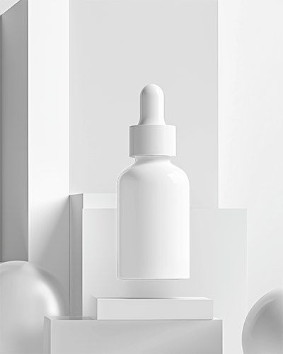 Dropper Bottle Mockup Modern Minimal White Geometric Background 067