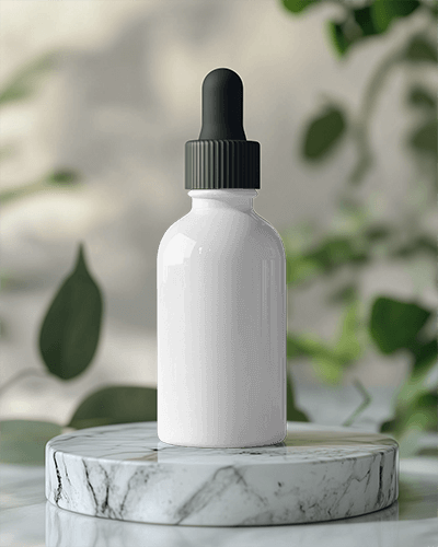 Marble Textured Dropper Bottle Mockup With Natural Light And Sophisticated Organic Presentation