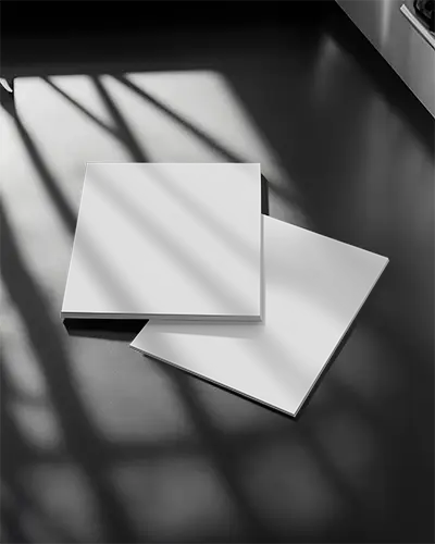 Geometric Shadow Overlay Square Flyer Mockup In Modern Studio Setting 0122