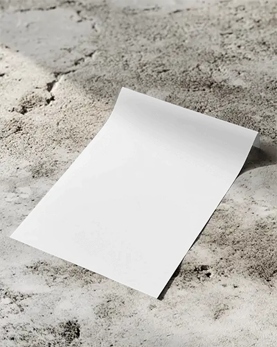 Curved A4 Flyer Mockup On Textured Concrete Floor Minimal Shadow Lighting With Clean Modern Blue Design Urban Backdrop 0123